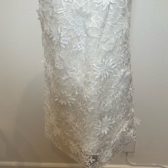 NWT Zara Collection Embroidered Flower Applique Square Neck Shift Mini Dress - Picture 10 of 14